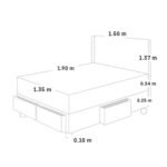 Set Dormitorio con Cajones Royal Cloud Cabecera Gold 2 plz + 2 Veladores Brisse - Imagen 3